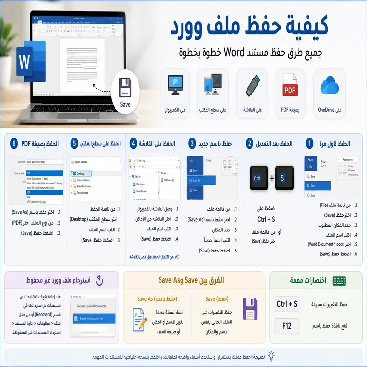 حفظ ملف وورد
