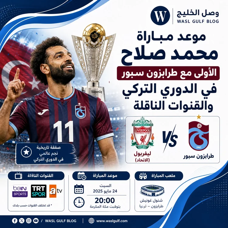 موعد مباراة محمد صلاح الأولى مع طرابزون سبور في الدوري التركي والقنوات الناقلة
