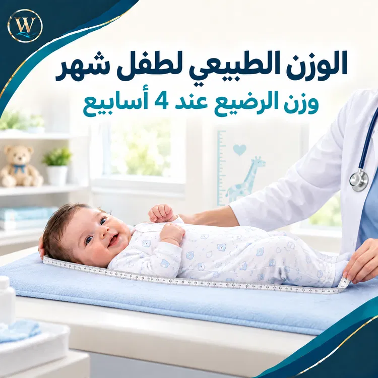 الوزن الطبيعي لطفل شهر ووزن الرضيع عند 4 أسابيع