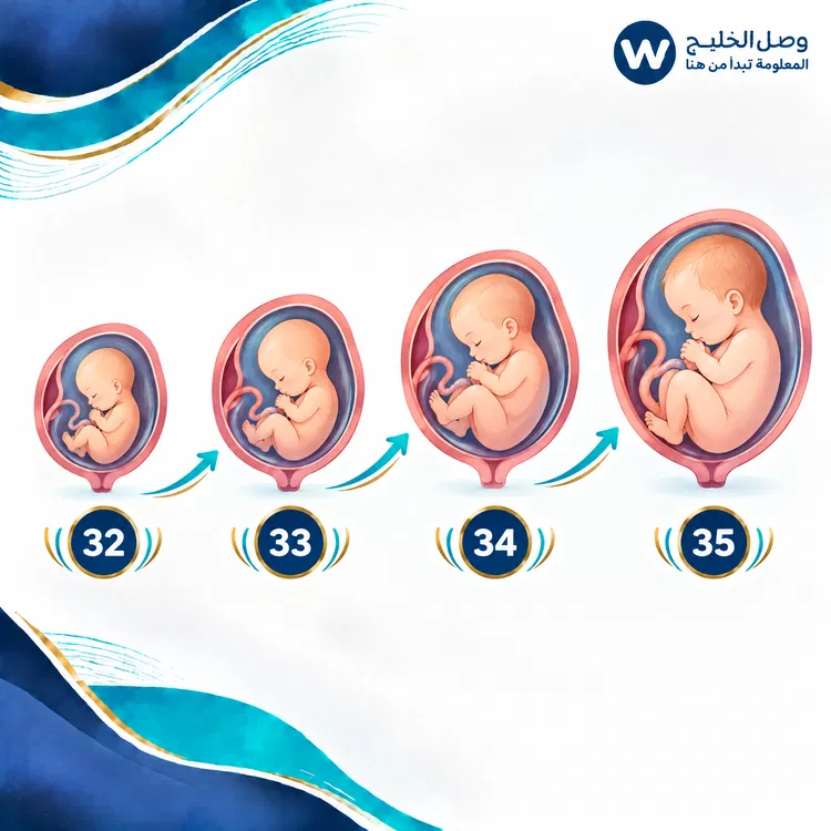وزن الجنين من الأسبوع 32 إلى 35
